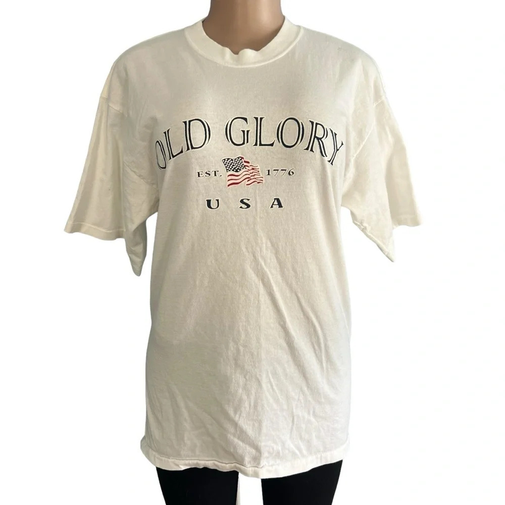 3/$30 ☀️ Vintage Expressions Sportswear Old Glory T-Shirt White